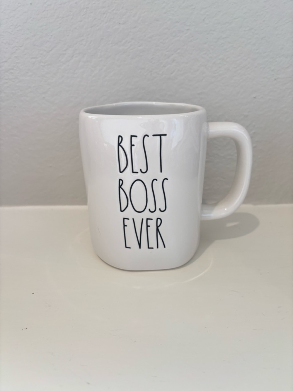Rae Dunn White "BEST BOSS EVER" Ceramic Mug NWT